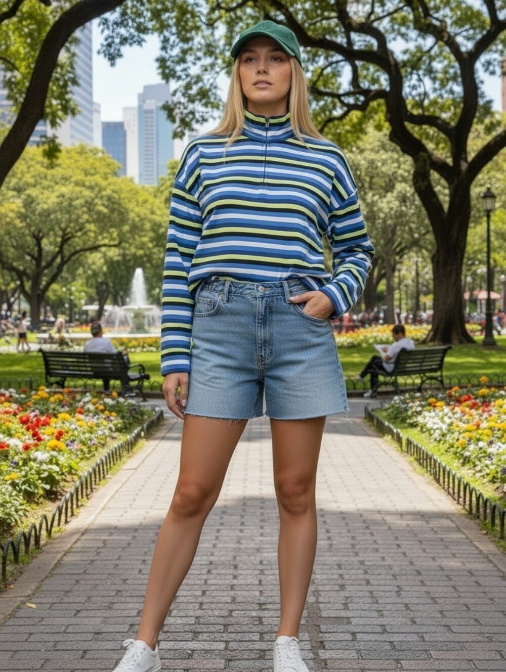 Talbots Striped Knit Top — Medium Blue, Yellow, Black